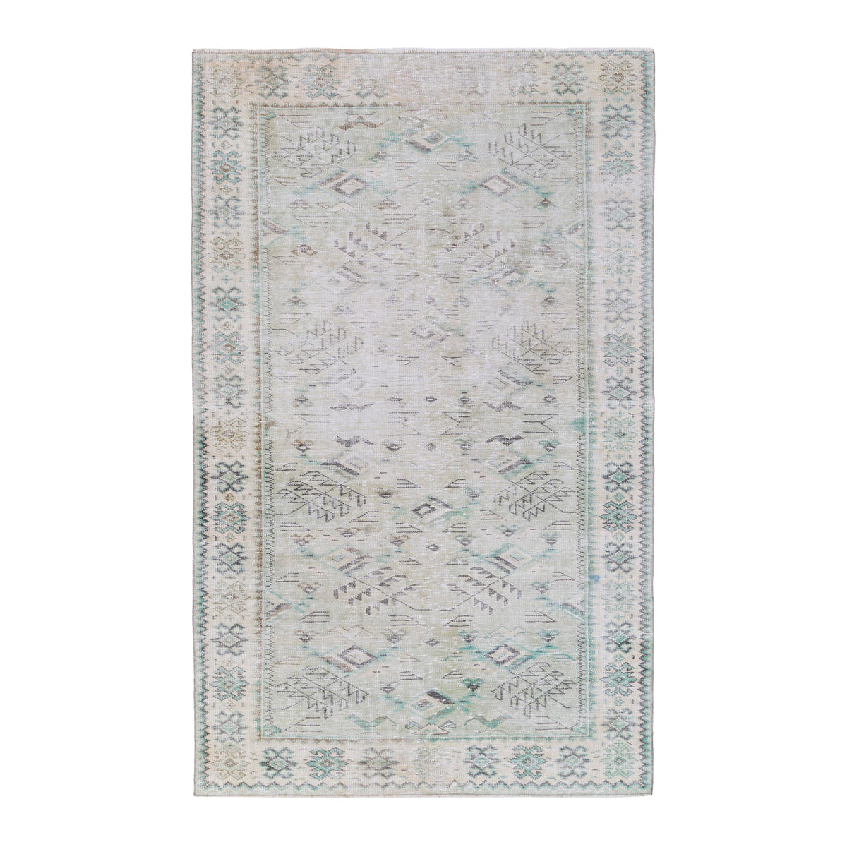 Turkish Manisa area rug in cream and greige, 5'1" x 8'1"