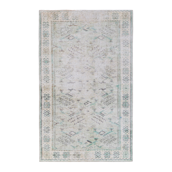 Turkish Manisa area rug in cream and greige, 5'1" x 8'1"