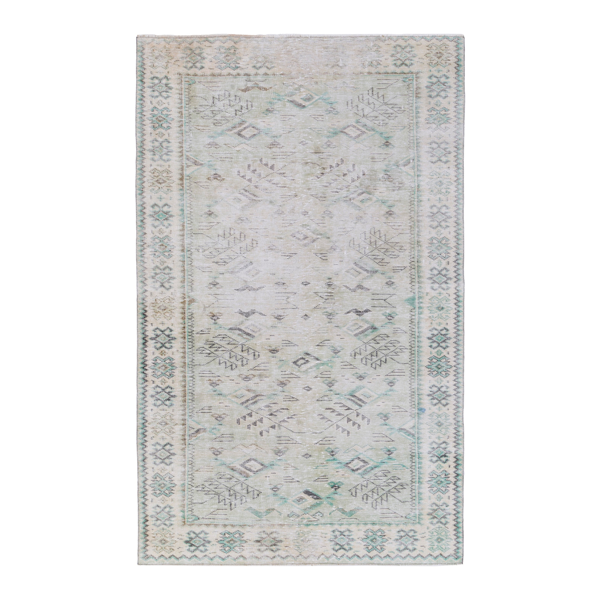 Turkish Manisa area rug in cream and greige, 5'1" x 8'1"