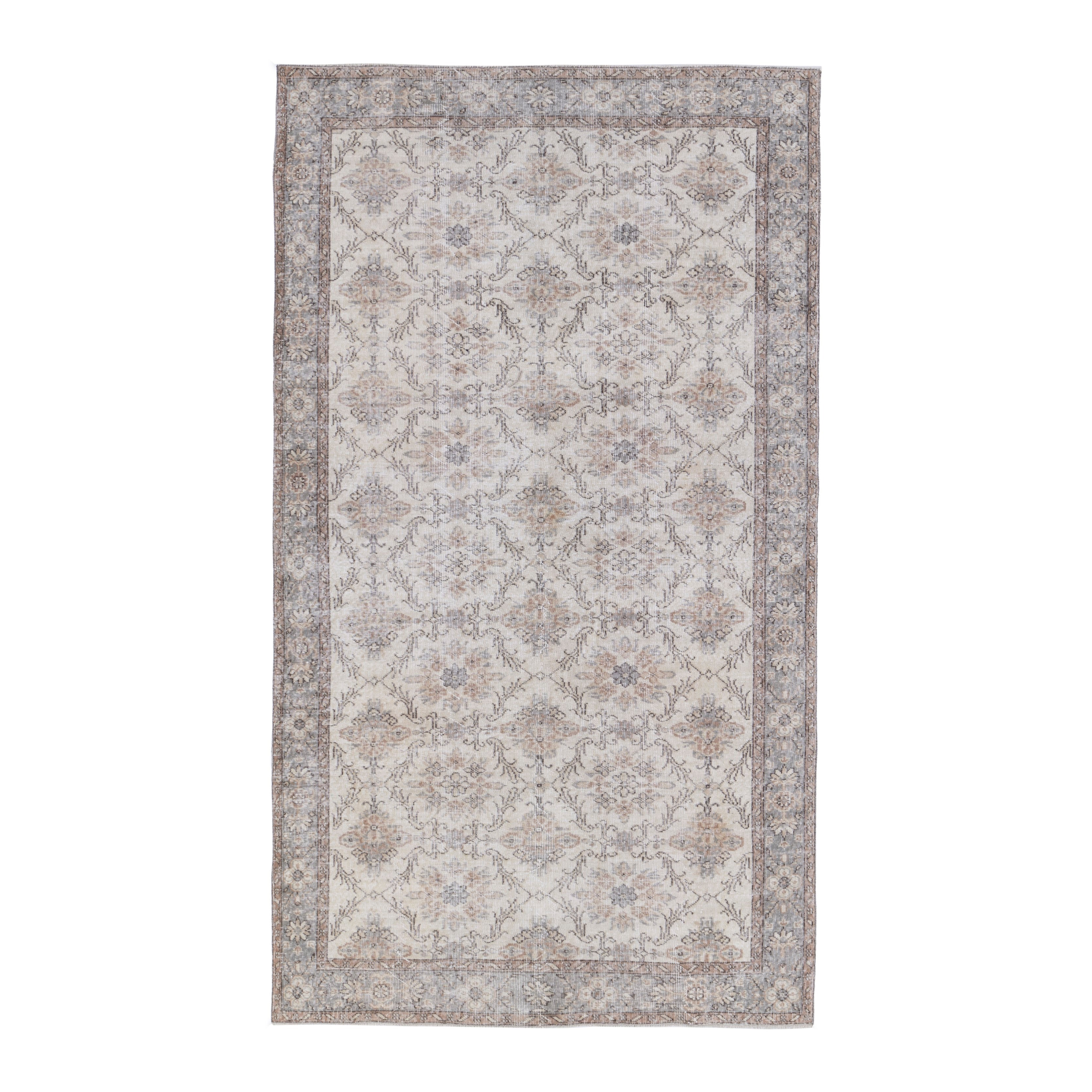 Turkish Isparta area rug in ivory and greige, 5'10" x 9'8"