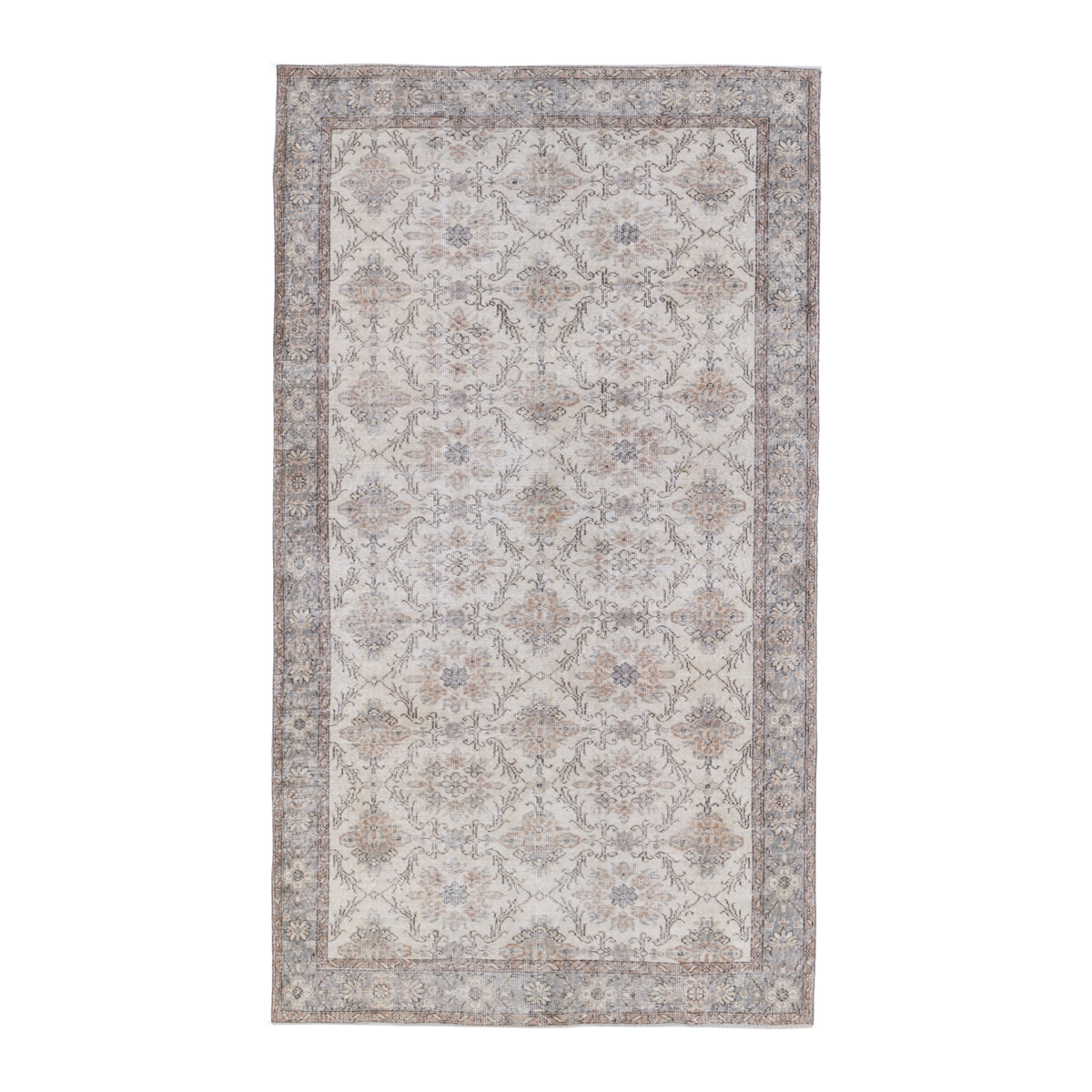 Turkish Isparta area rug in ivory and greige, 5'10" x 9'8"