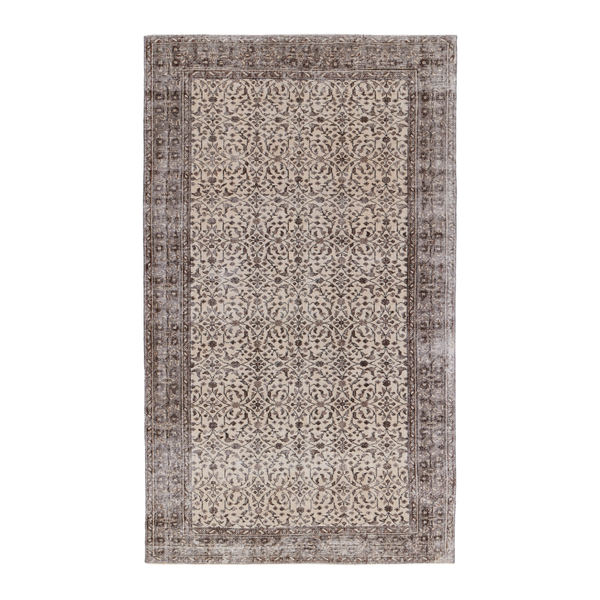 Turkish Isparta area rug in greige and ivory, 4'9" x 8'1"