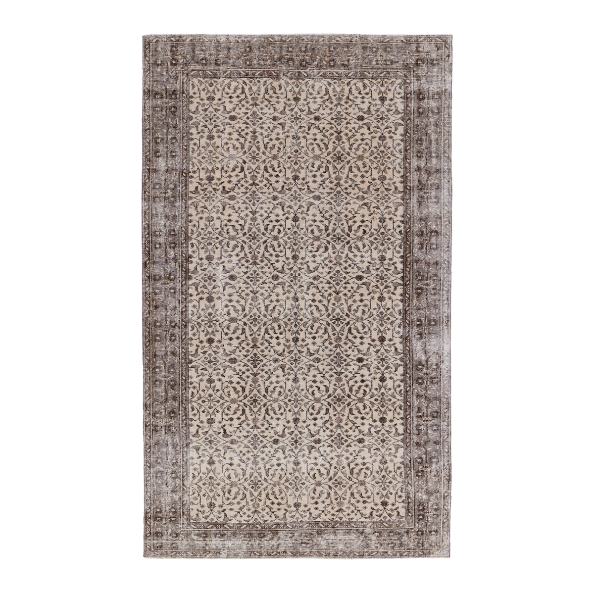Turkish Isparta area rug in greige and ivory, 4'9" x 8'1"