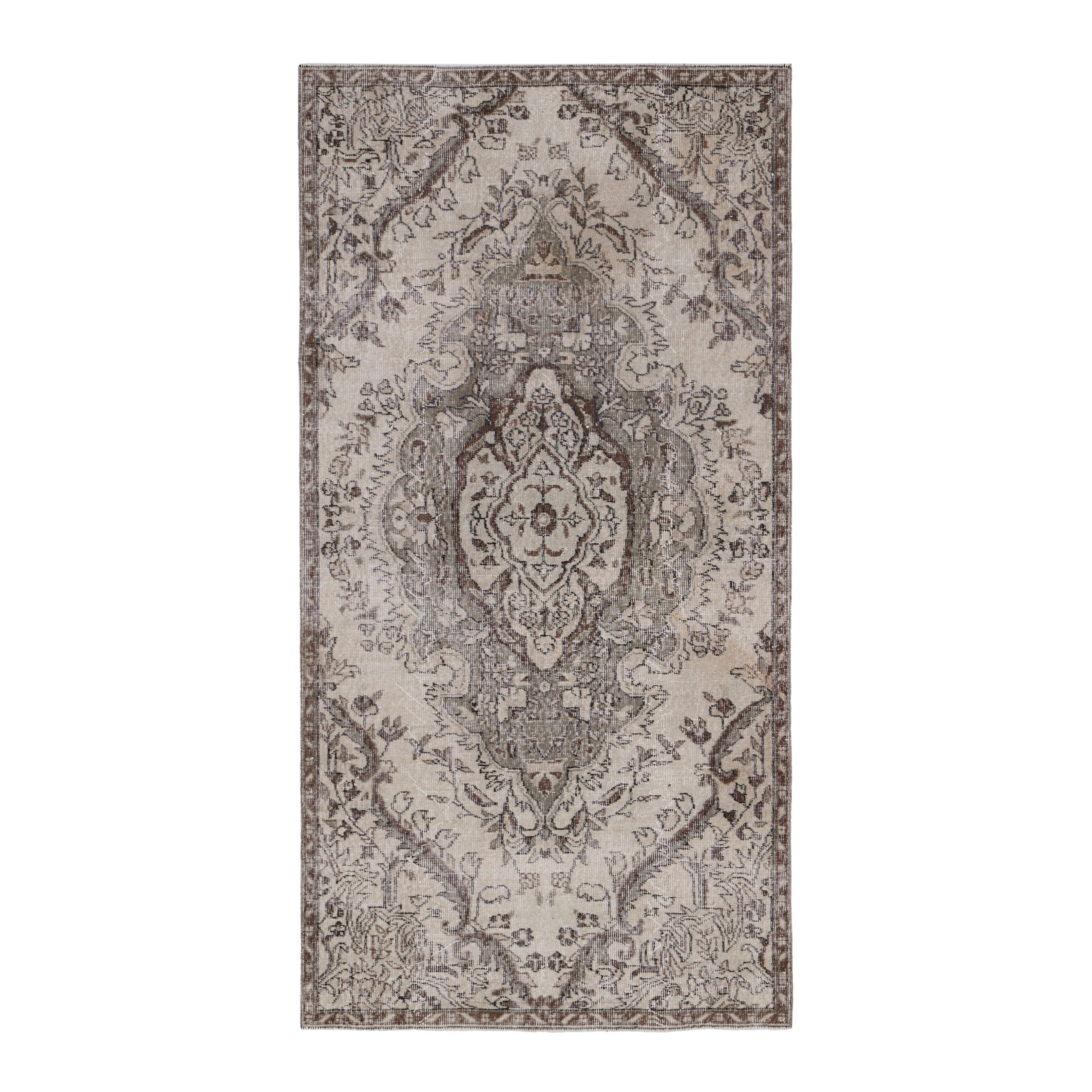 Turkish Isparta area rug in cream and taupe, 4' x 7'8"