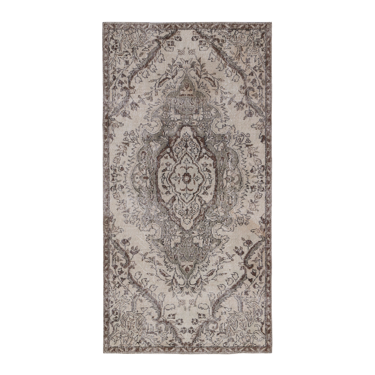 Turkish Isparta area rug in cream and taupe, 4' x 7'8"