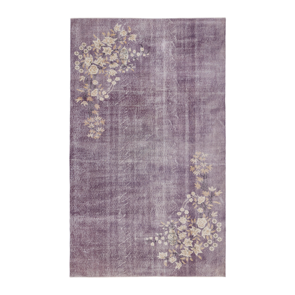 Turkish Isparta area rug in plum and cream, 5'5" x 9'2"
