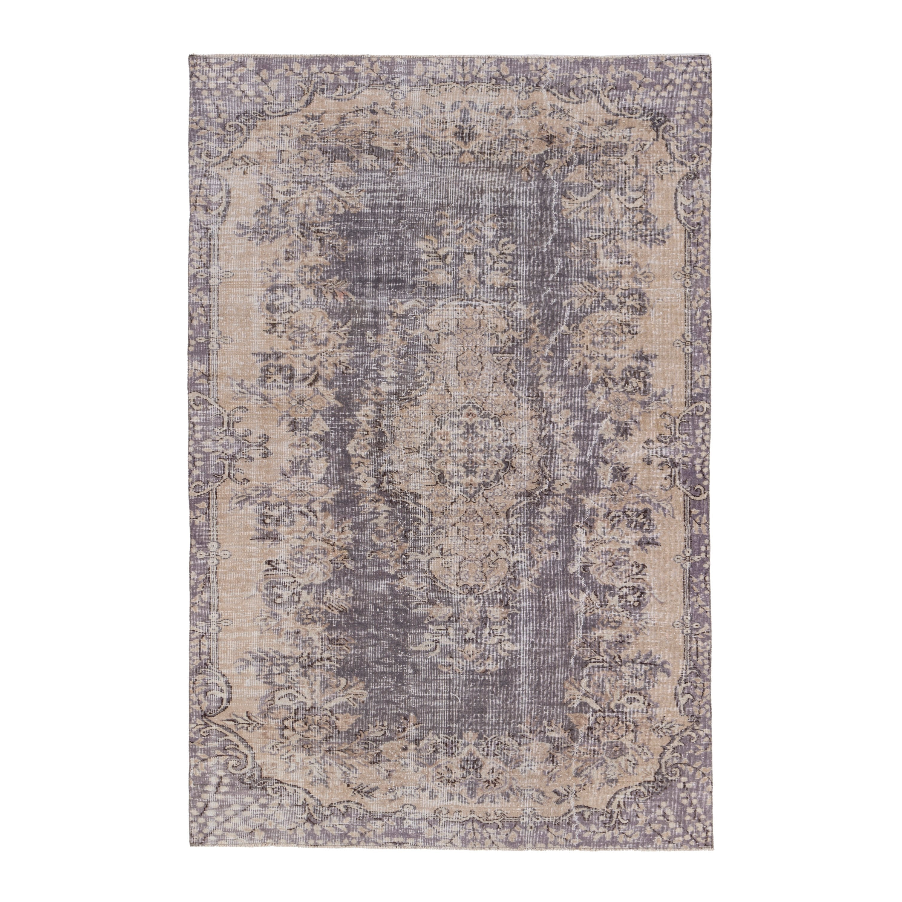 Turkish Isparta area rug in greige and taupe, 5'5" x 7'11"