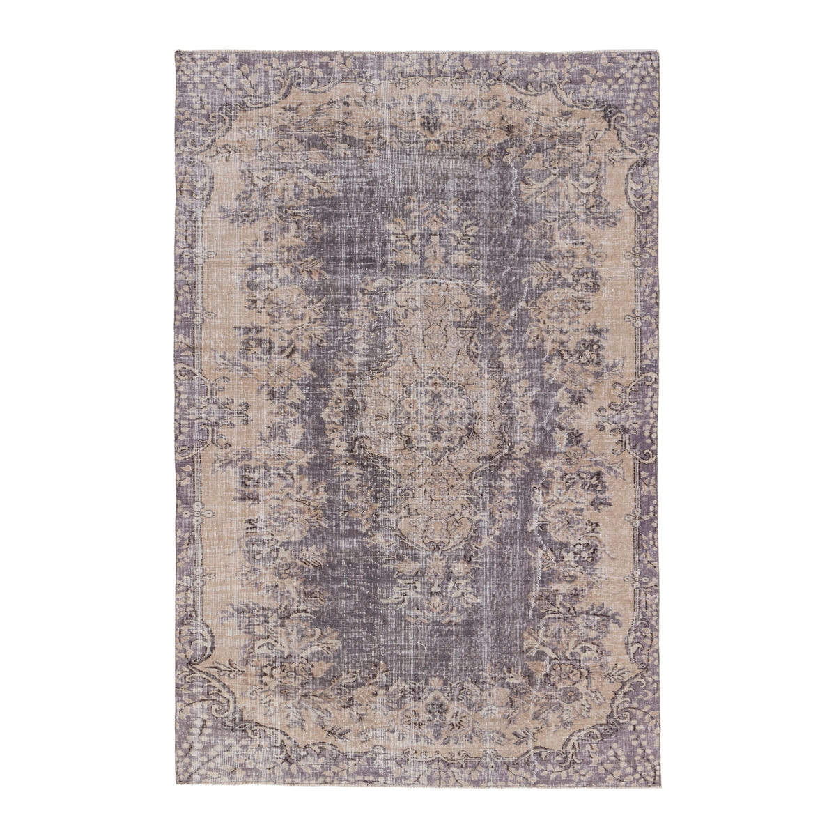 Turkish Isparta area rug in greige and taupe, 5'5" x 7'11"