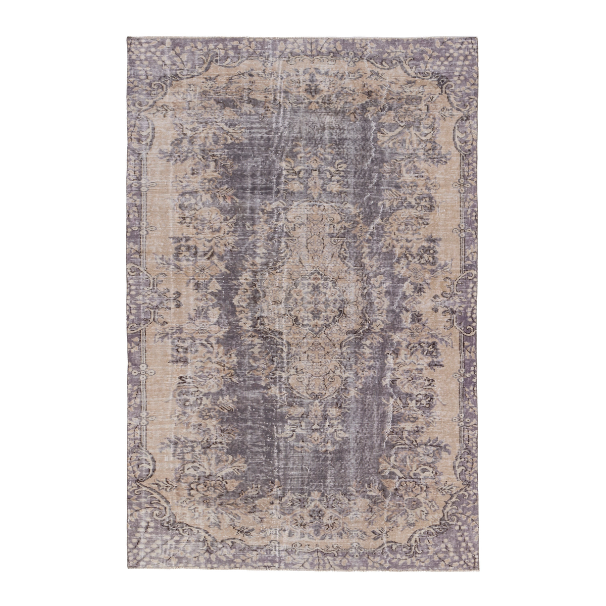 Turkish Isparta area rug in greige and taupe, 5'5" x 7'11"