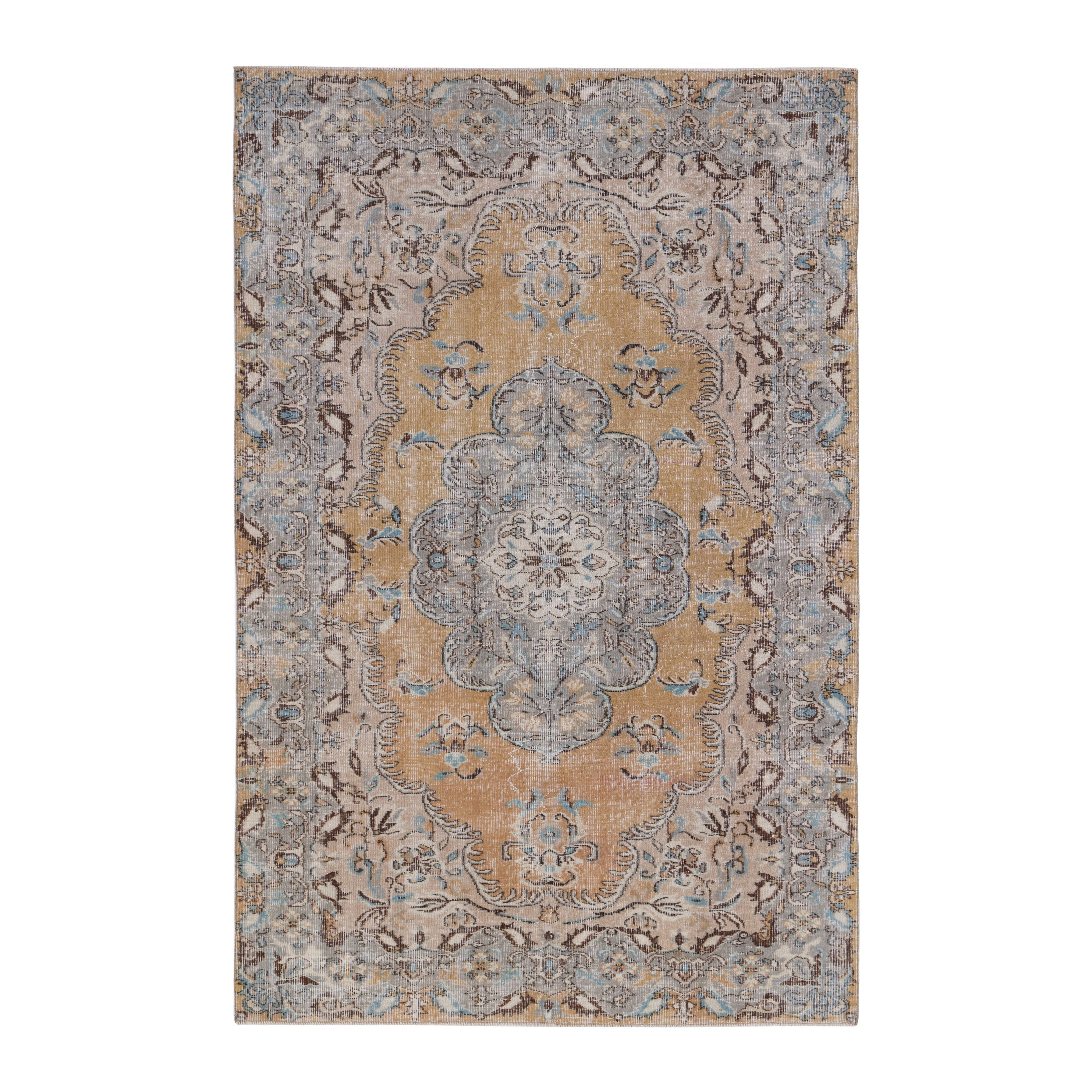 Turkish Isparta area rug in tan and stone, 5'5" x 8'5"
