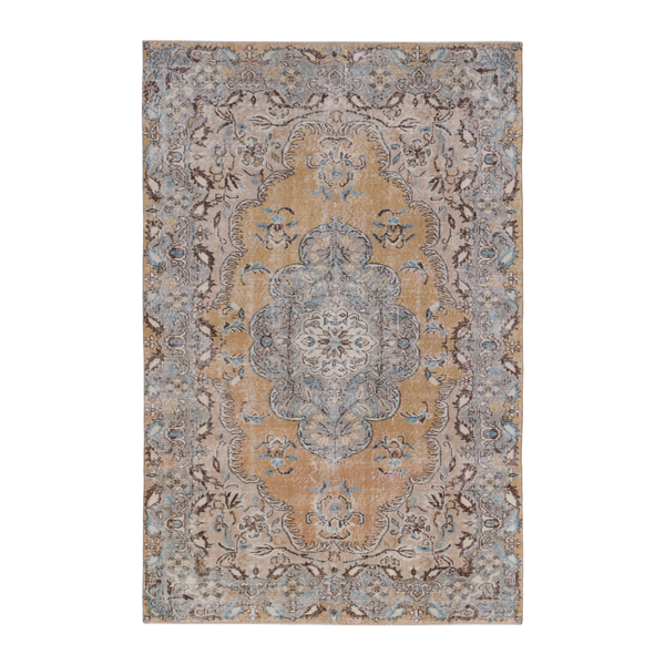 Turkish Isparta area rug in tan and stone, 5'5" x 8'5"