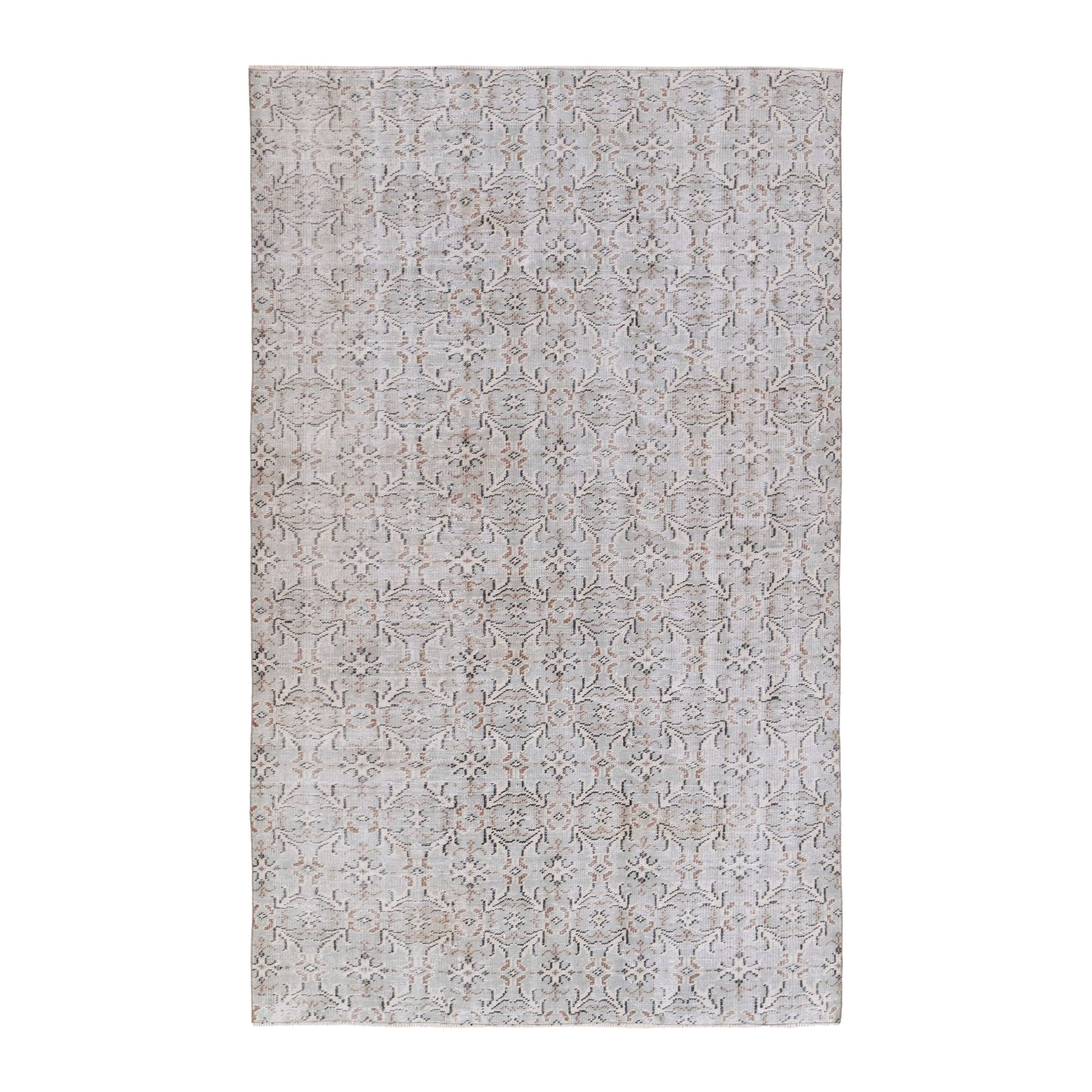 Turkish Manisa area rug in greige and taupe, 5'6" x 8'10"