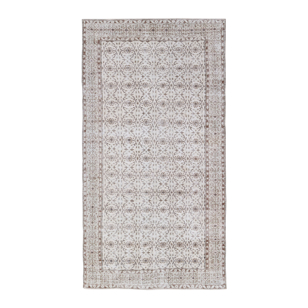 Turkish Manisa area rug in ivory and greige, 5'4" x 9'8"