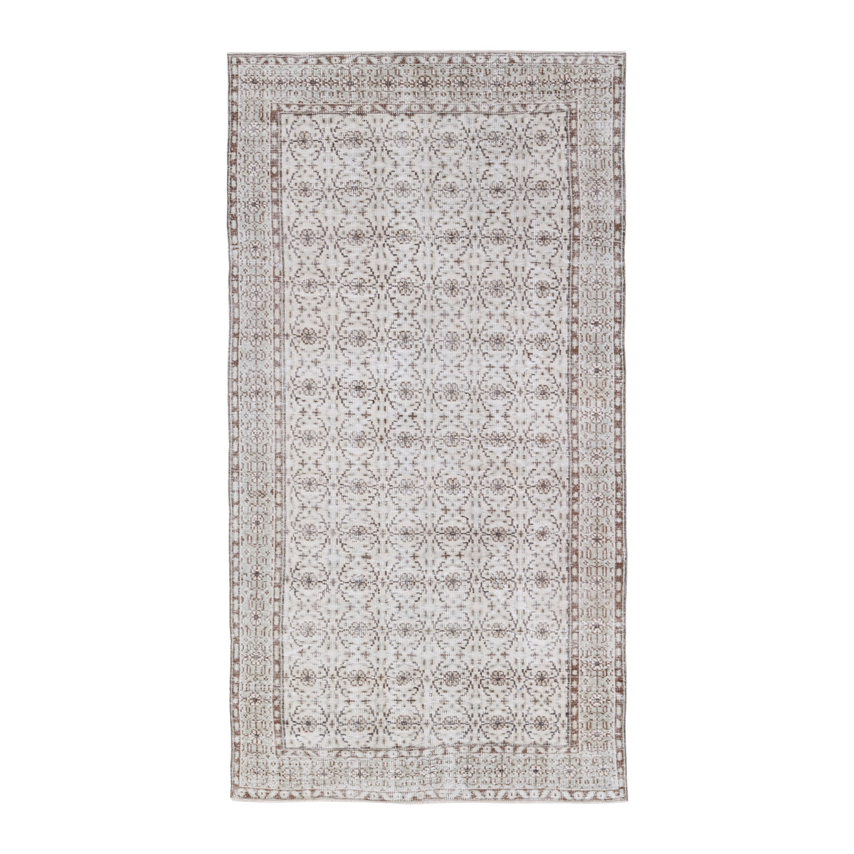 Turkish Manisa area rug in ivory and greige, 5'4" x 9'8"