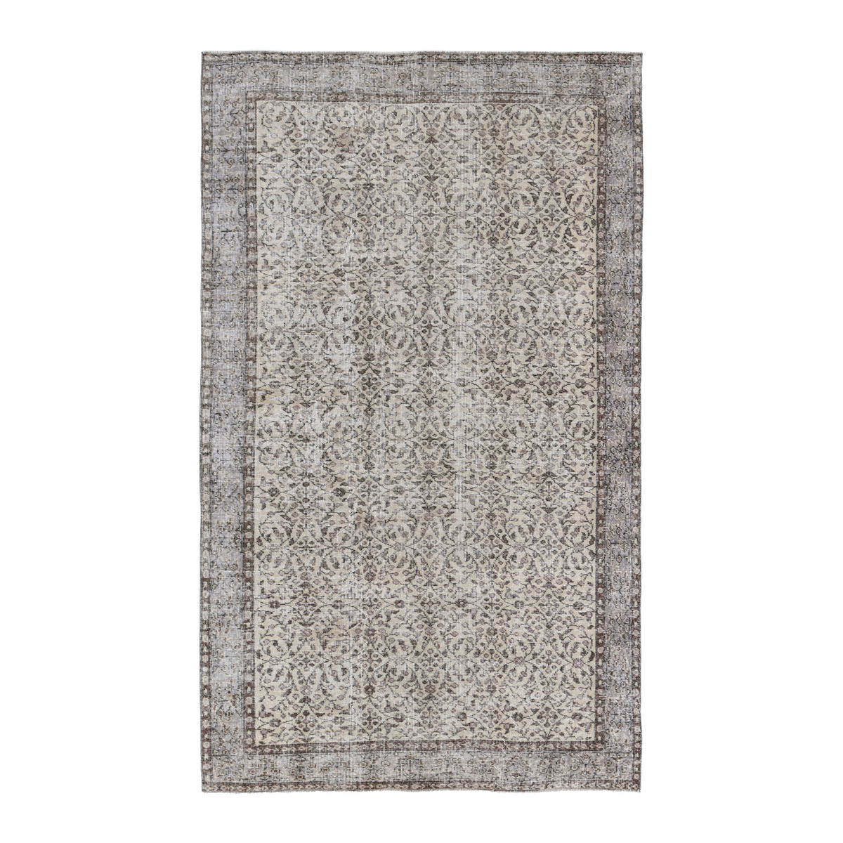 Turkish Isparta area rug in cream and greige, 5'1" x 8'7"