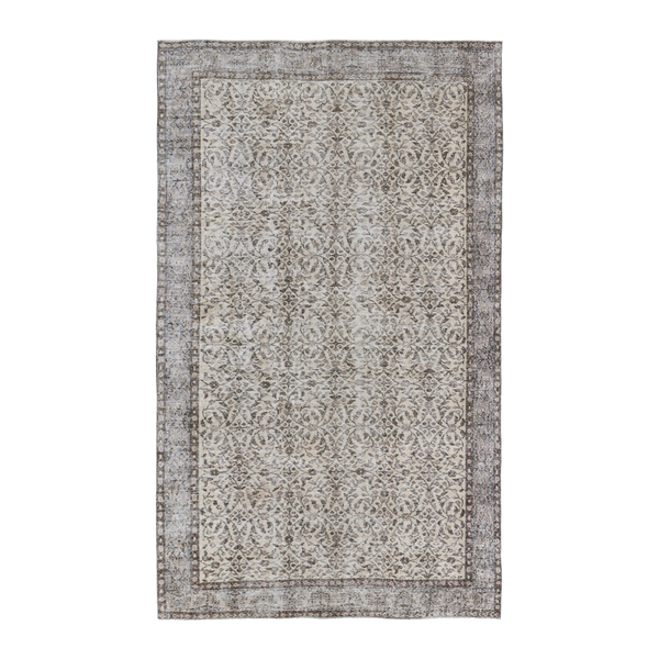 Turkish Isparta area rug in cream and greige, 5'1" x 8'7"
