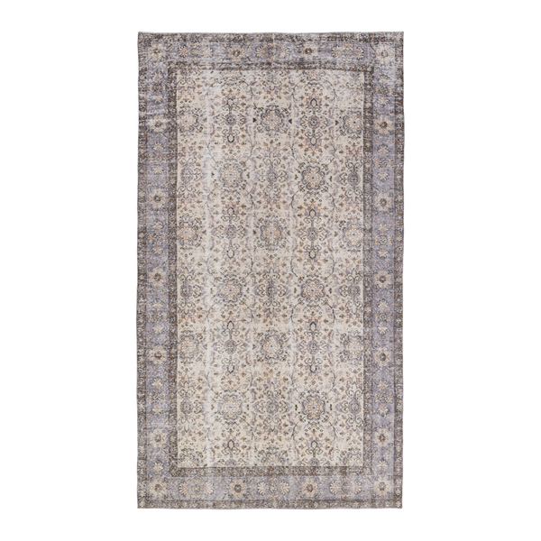 Turkish Isparta area rug in ivory and sage, 5'3" x 9'6"