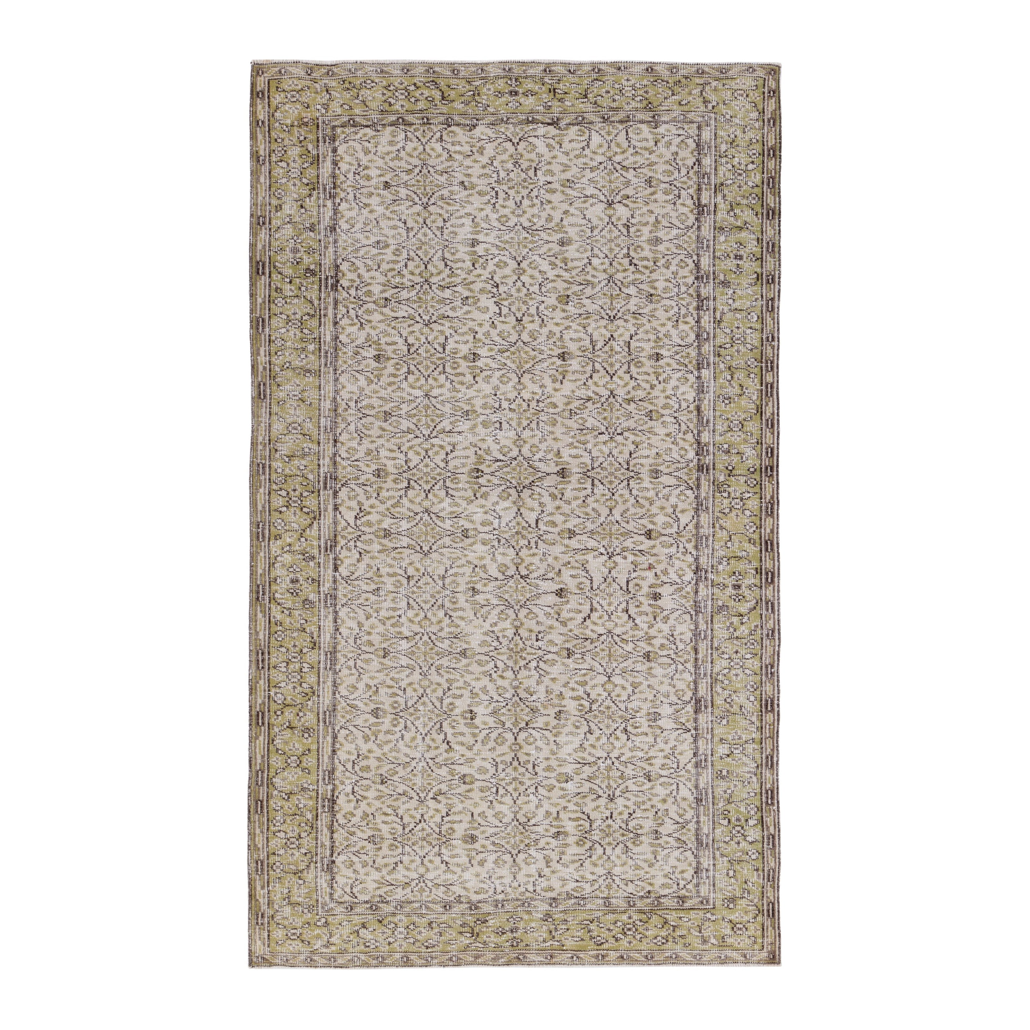 Turkish Manisa area rug in beige and straw, 5'3" x 8'8"