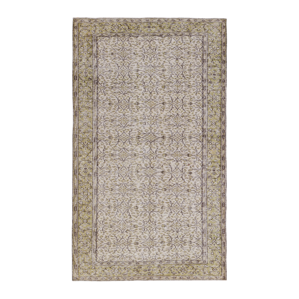 Turkish Manisa area rug in beige and straw, 5'3" x 8'8"