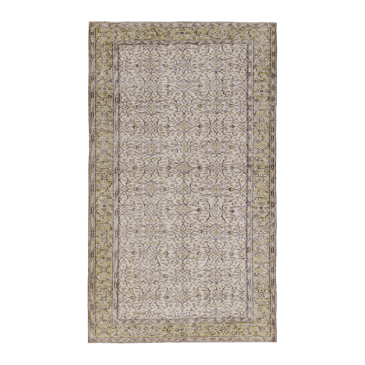 Turkish Manisa area rug in beige and straw, 5'3" x 8'8"