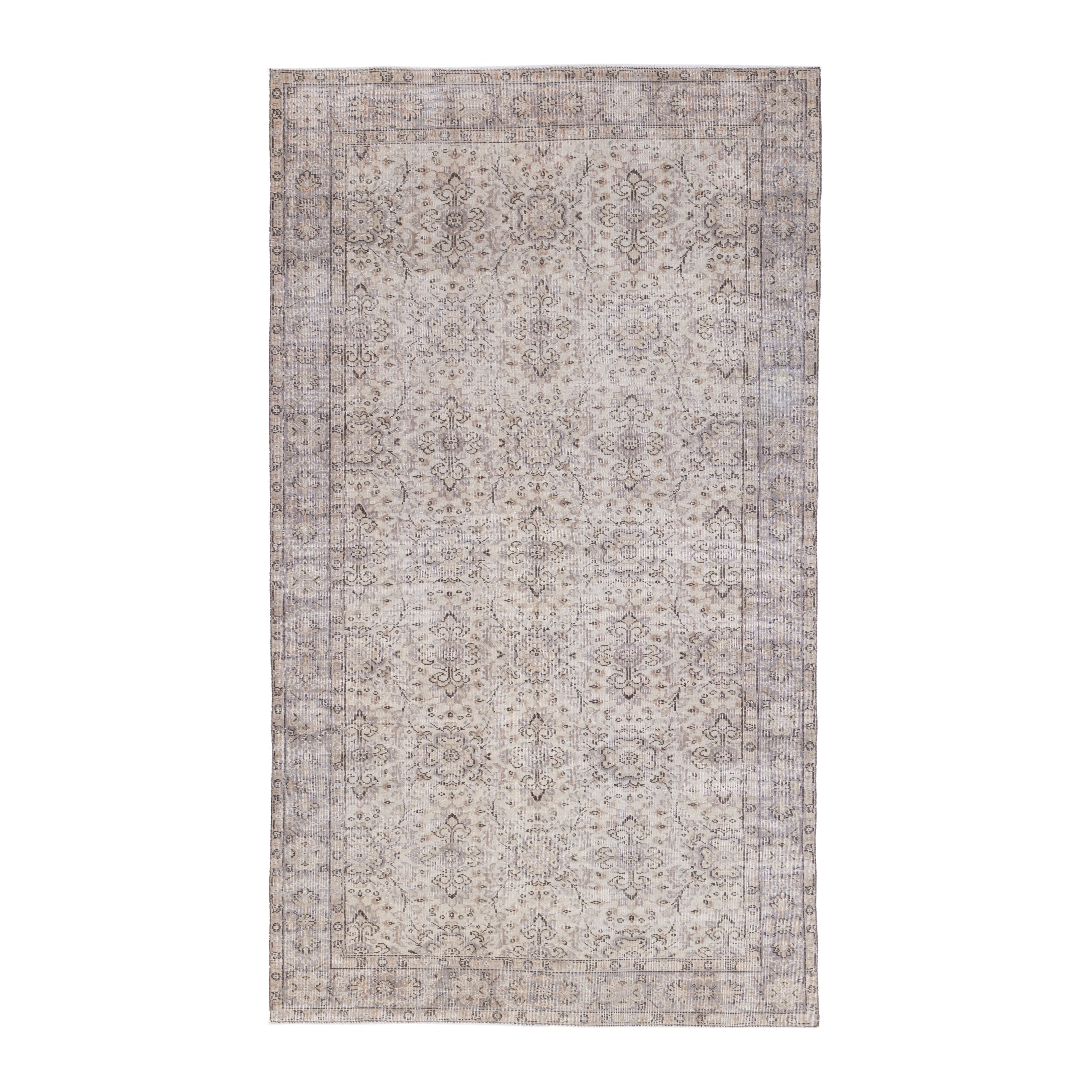 Turkish Isparta area rug in greige and taupe, 5'6" x 9'4"