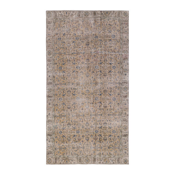 Turkish Isparta area rug in tan and denim, 5'1" x 8'10"