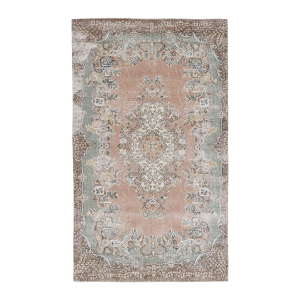 Turkish Isparta area rug in terracotta and sage, 5'4" x 9'6"