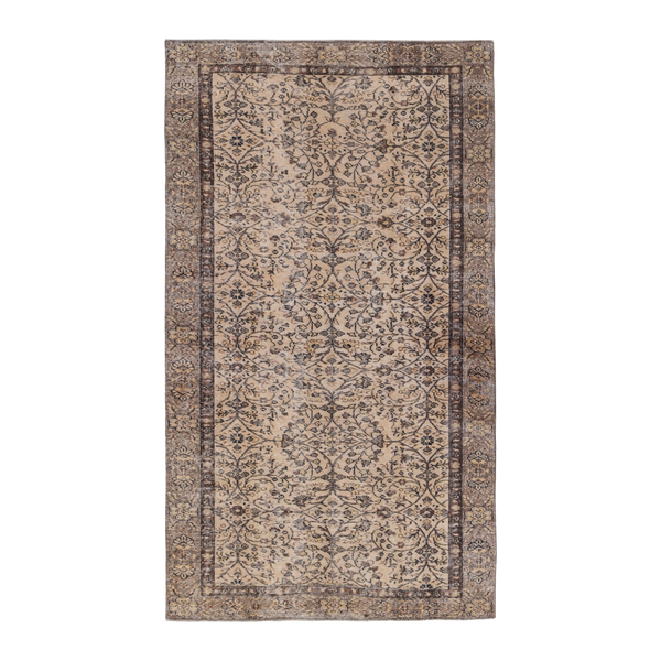 Turkish Isparta area rug in cream and charcoal, 4'10" x 8'2"