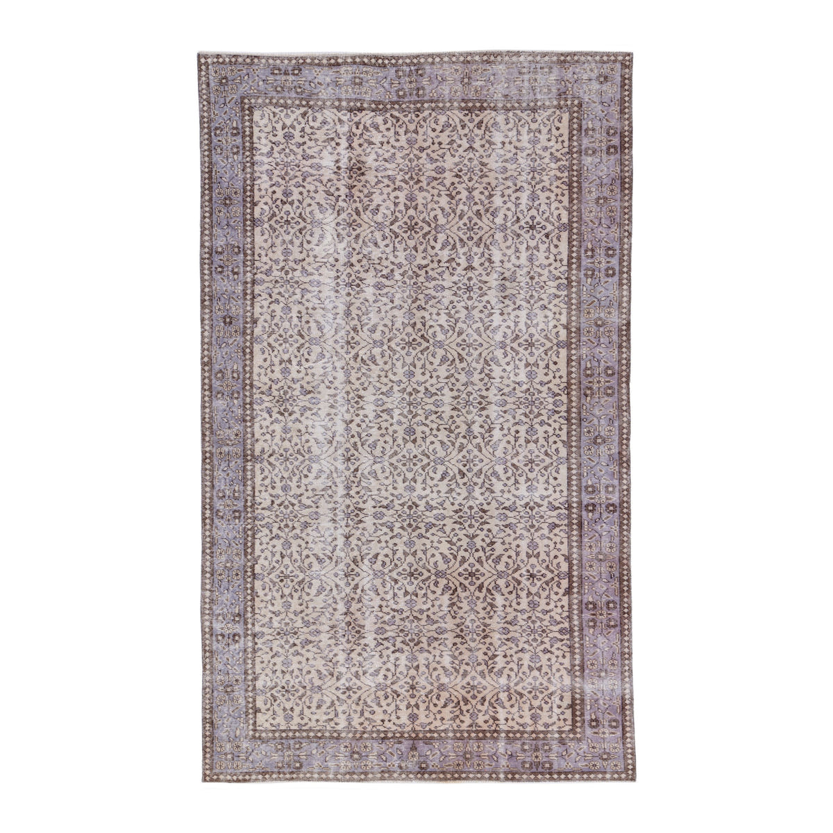 Turkish Isparta area rug in cream and greige, 5'5" x 9'3"