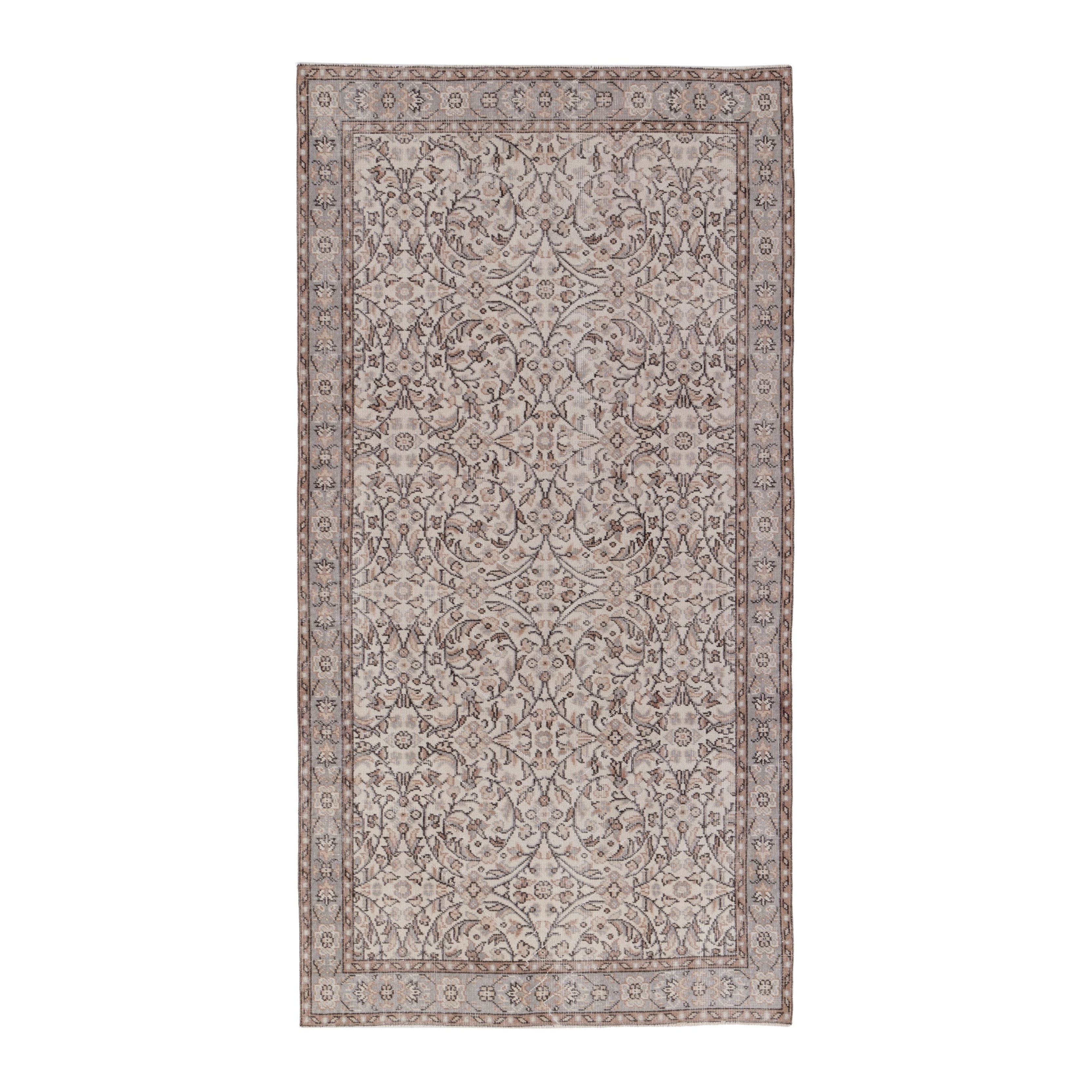 Turkish Isparta area rug in cream and brown, 4'6" x 8'6"