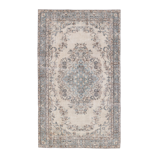 Turkish Isparta area rug in ivory and greige, 5'4" x 9'