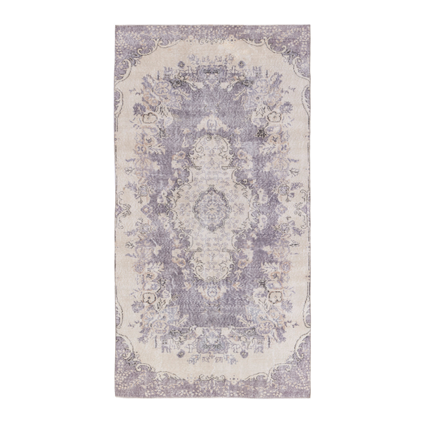 Turkish Isparta area rug in cream and dusty rose, 5' x 9'7"