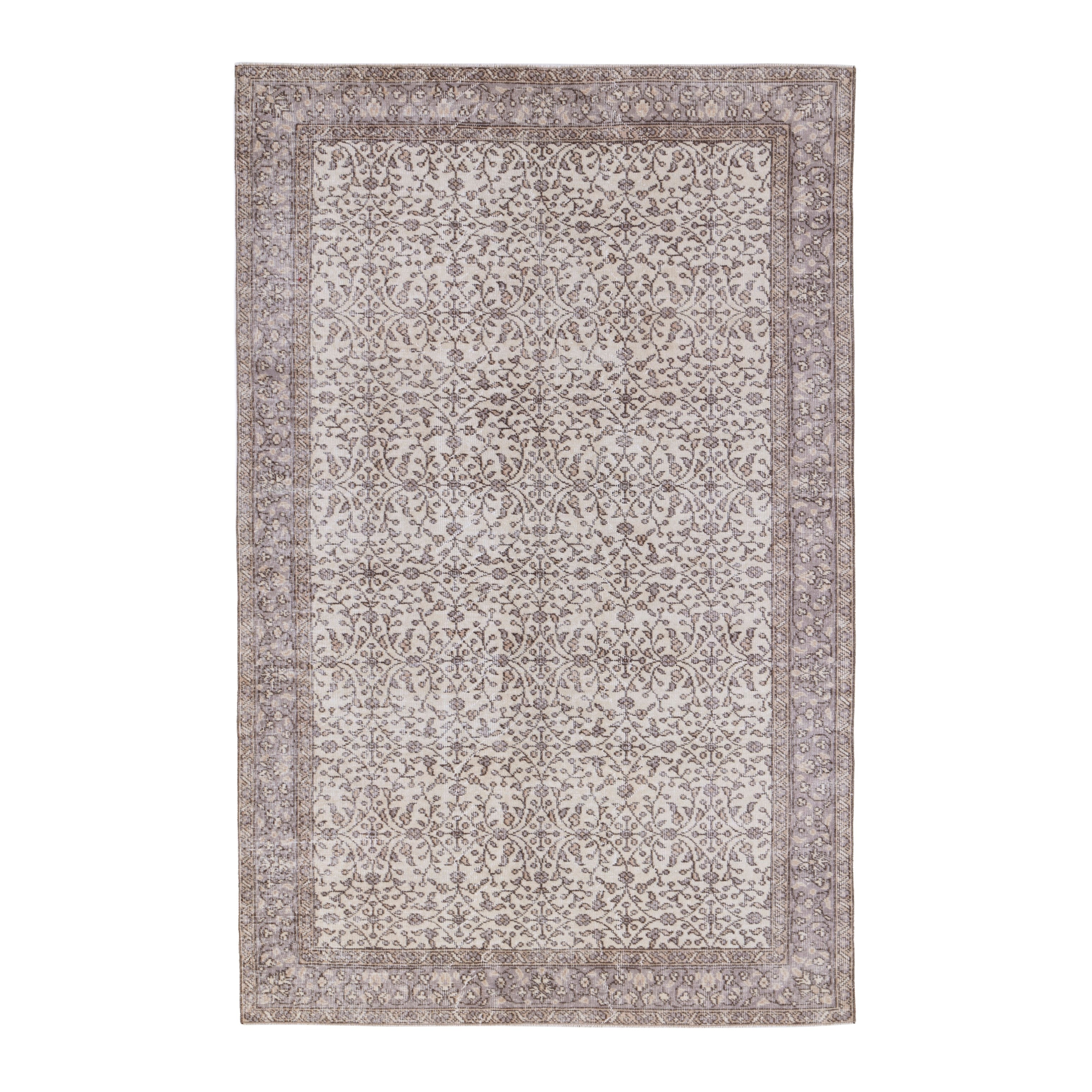 Turkish Isparta area rug in greige and taupe, 5'2" x 8'2"