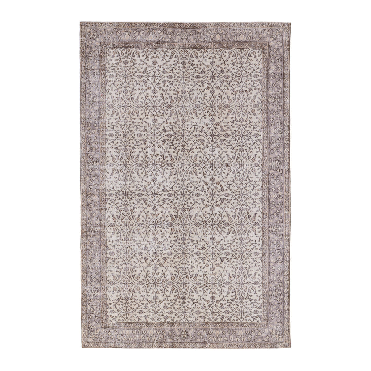 Turkish Isparta area rug in greige and taupe, 5'2" x 8'2"