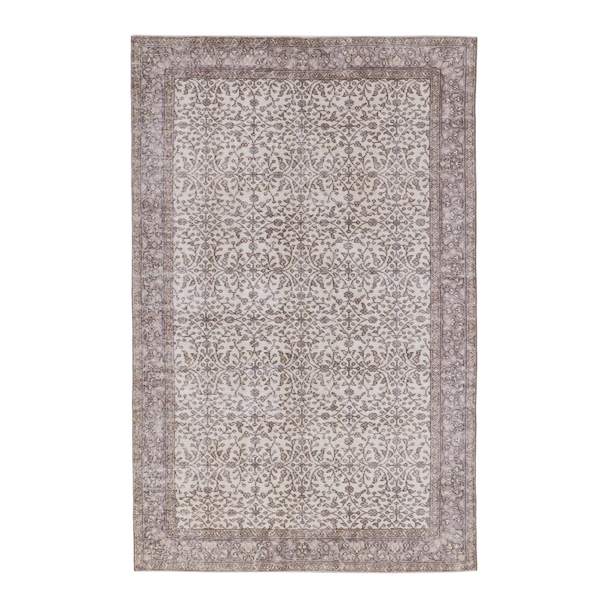 Turkish Isparta area rug in greige and taupe, 5'2" x 8'2"