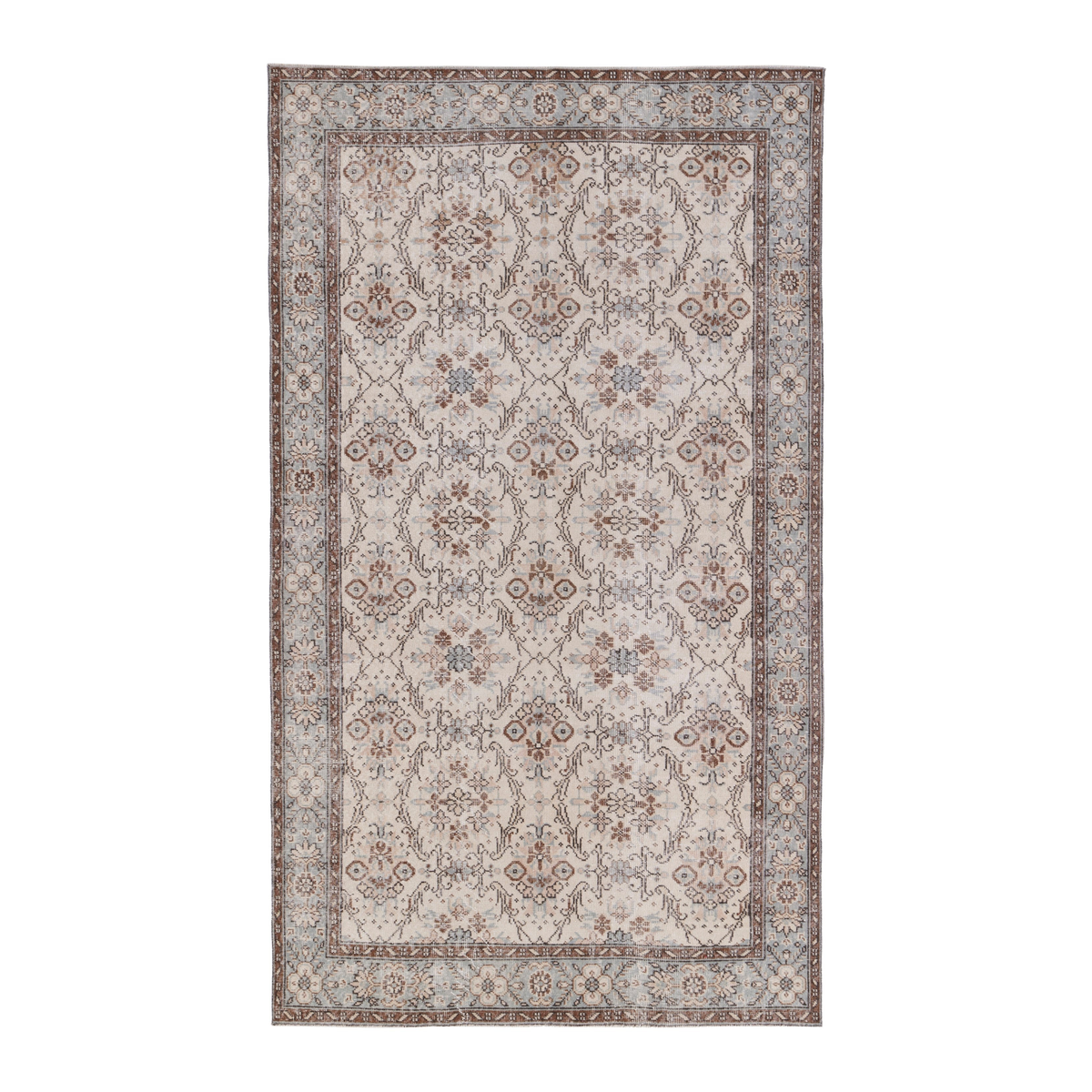 Turkish Isparta area rug in cream and taupe, 5'4" x 9'1"