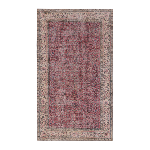 Turkish Isparta area rug in faded red and cream, 5'2" x 8'10"