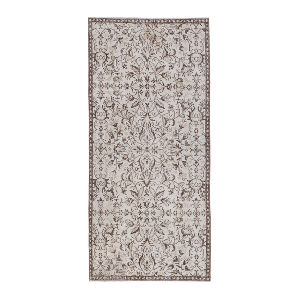 Turkish Isparta runner rug in cream and tan, 2'10" x 6'