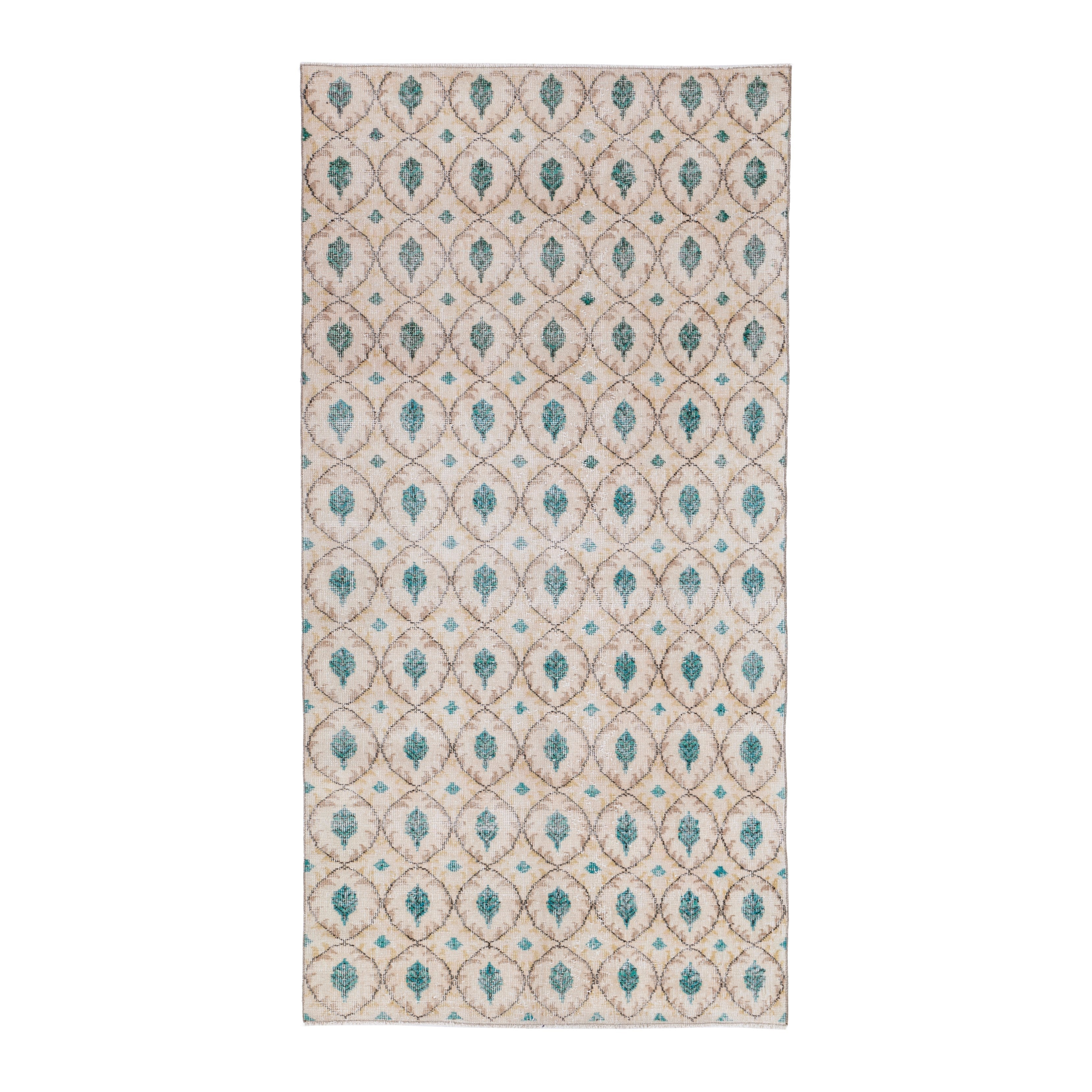Turkish Isparta area rug in cream and taupe, 3'9" x 7'5"