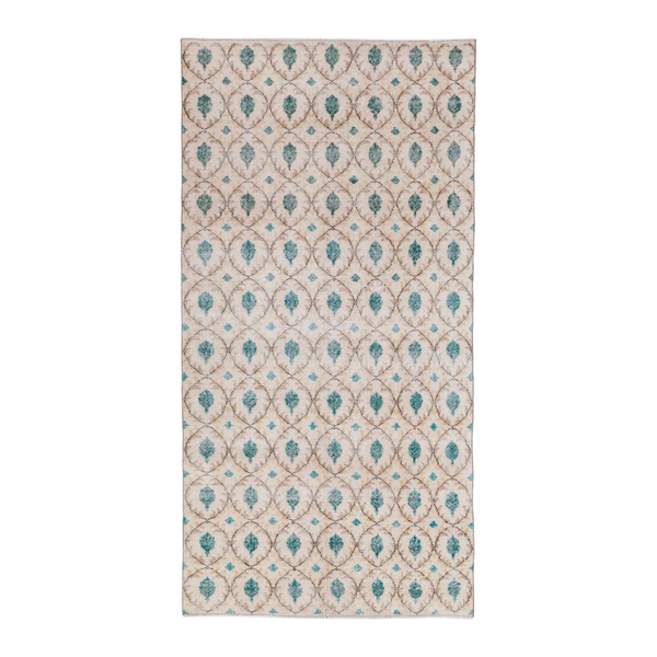 Turkish Isparta area rug in cream and taupe, 3'9" x 7'5"