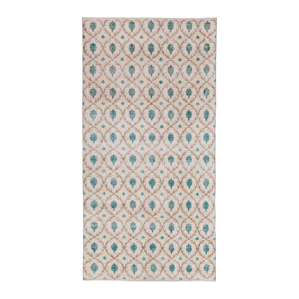 Turkish Isparta area rug in cream and taupe, 3'9" x 7'5"
