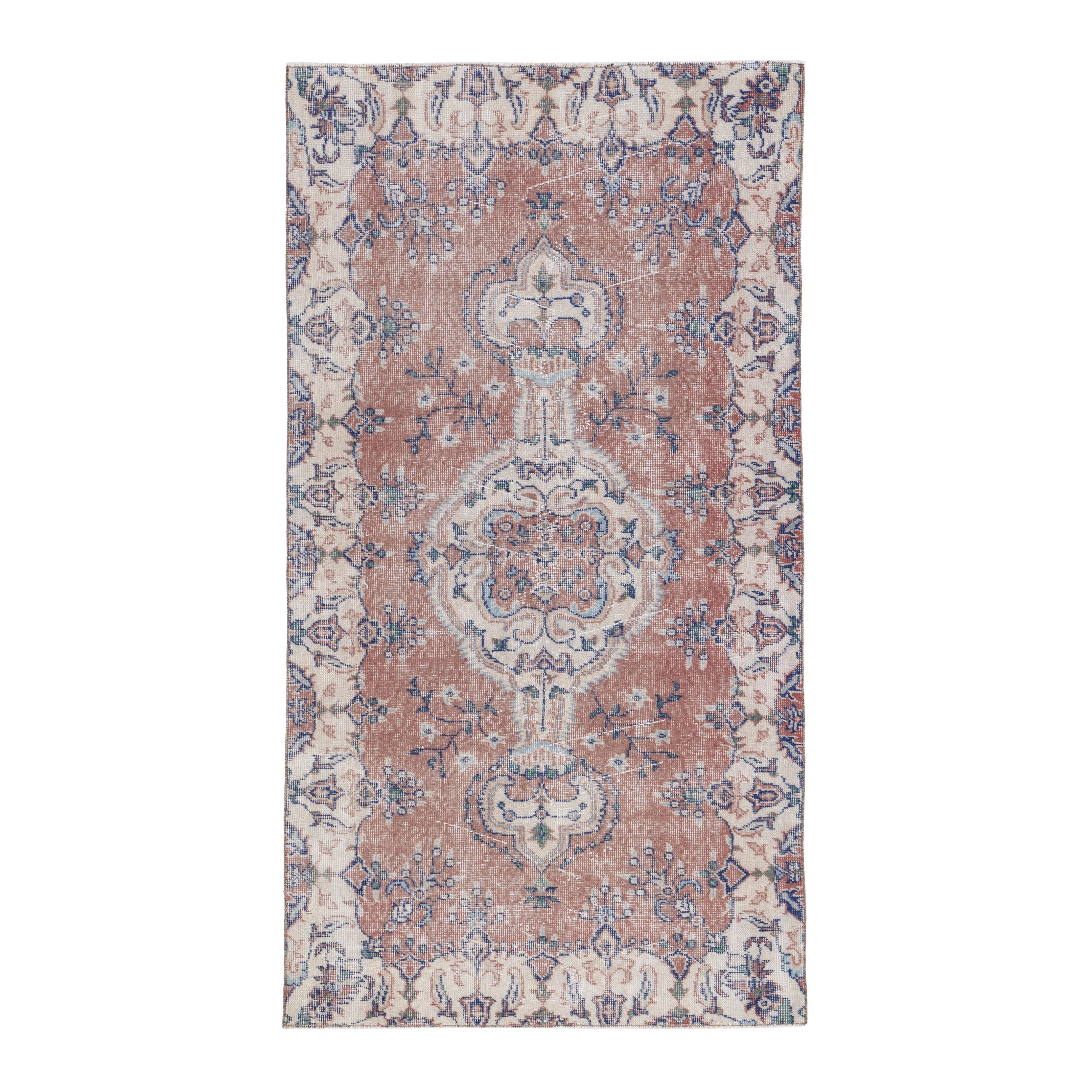 Turkish Isparta area rug in rust and ivory, 3'8" x 6'8"