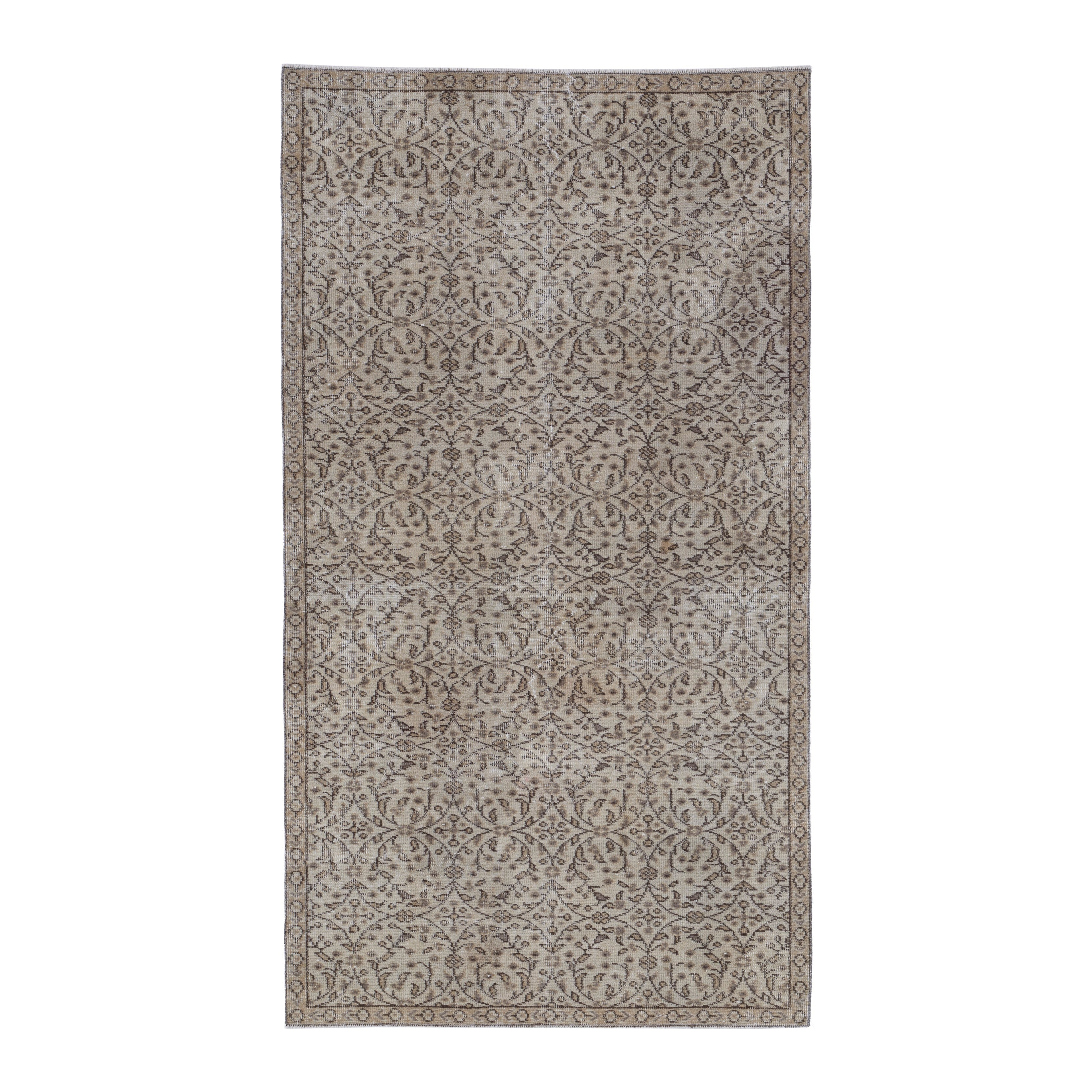 Turkish Isparta area rug in greige and taupe, 3'10" x 6'11"