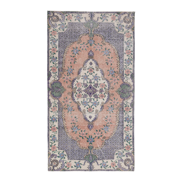 Turkish Isparta area rug in salmon and ivory, 3'9" x 6'10"