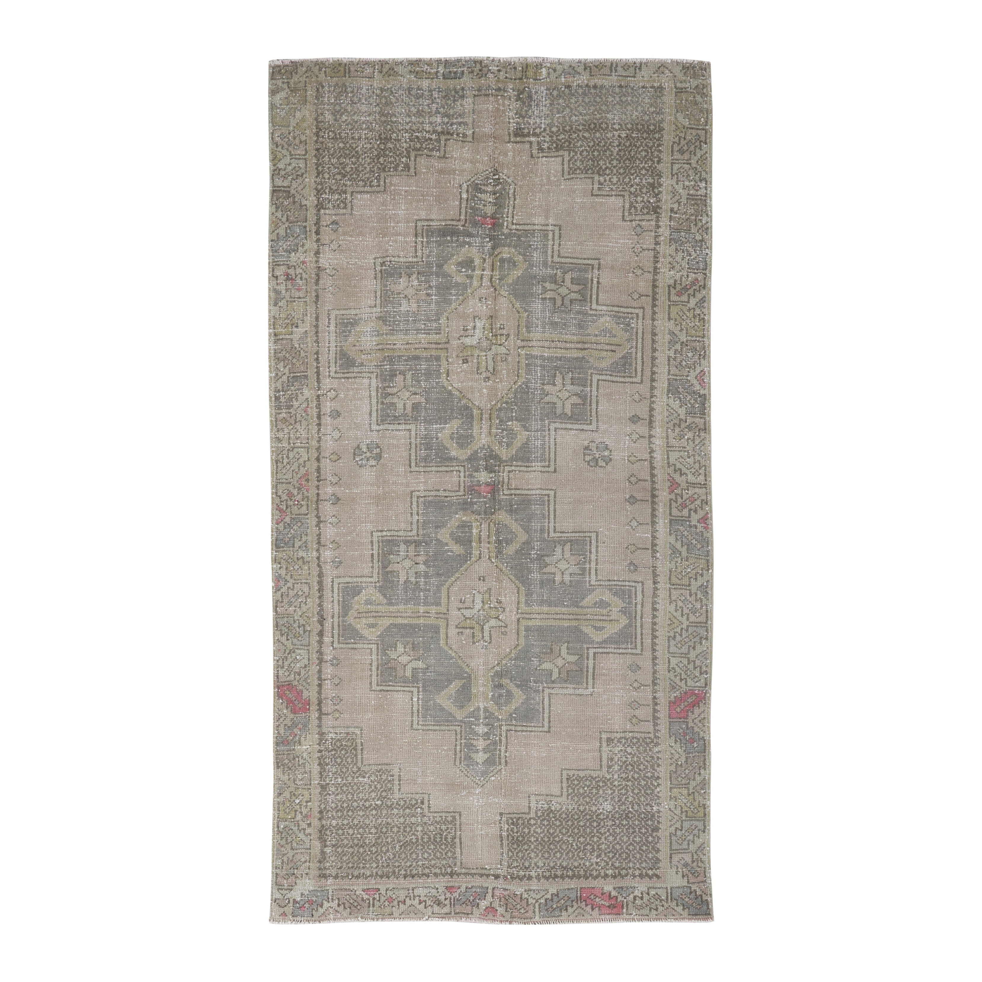 Turkish Anatolian area rug in stone and sage, 3'9" x 7'5"