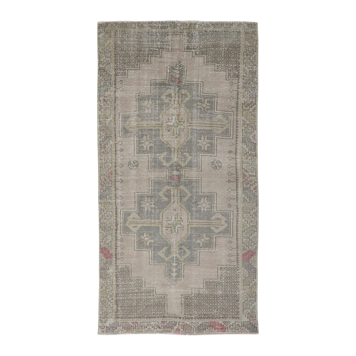 Turkish Anatolian area rug in stone and sage, 3'9" x 7'5"