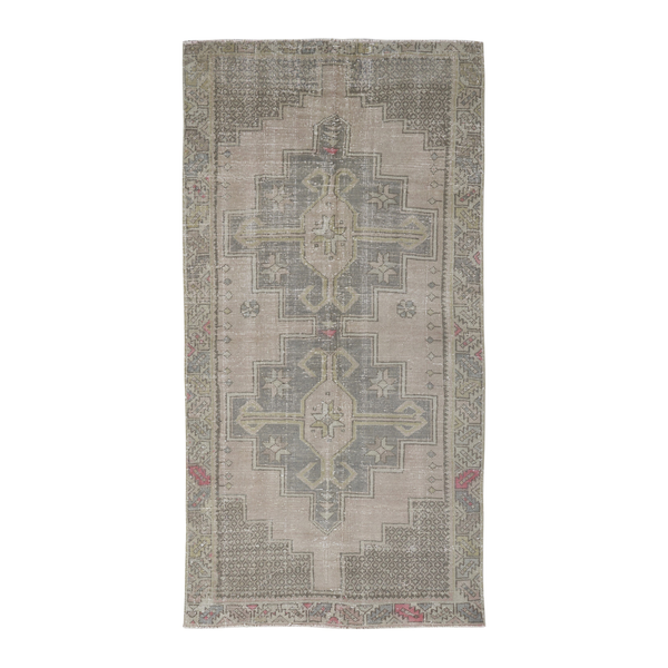 Turkish Anatolian area rug in stone and sage, 3'9" x 7'5"