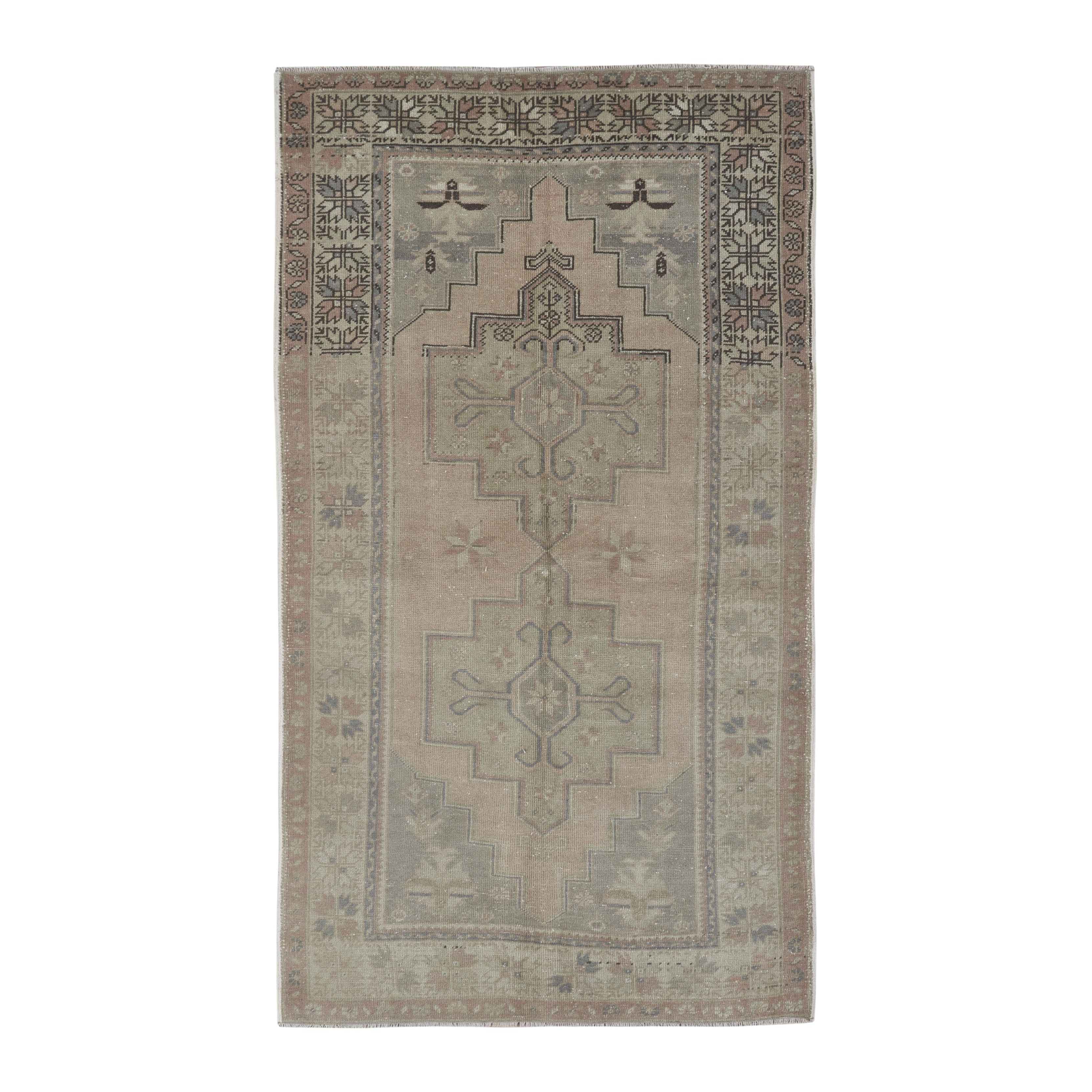 Turkish Anatolian area rug in taupe and greige, 4'4" x 7'10"