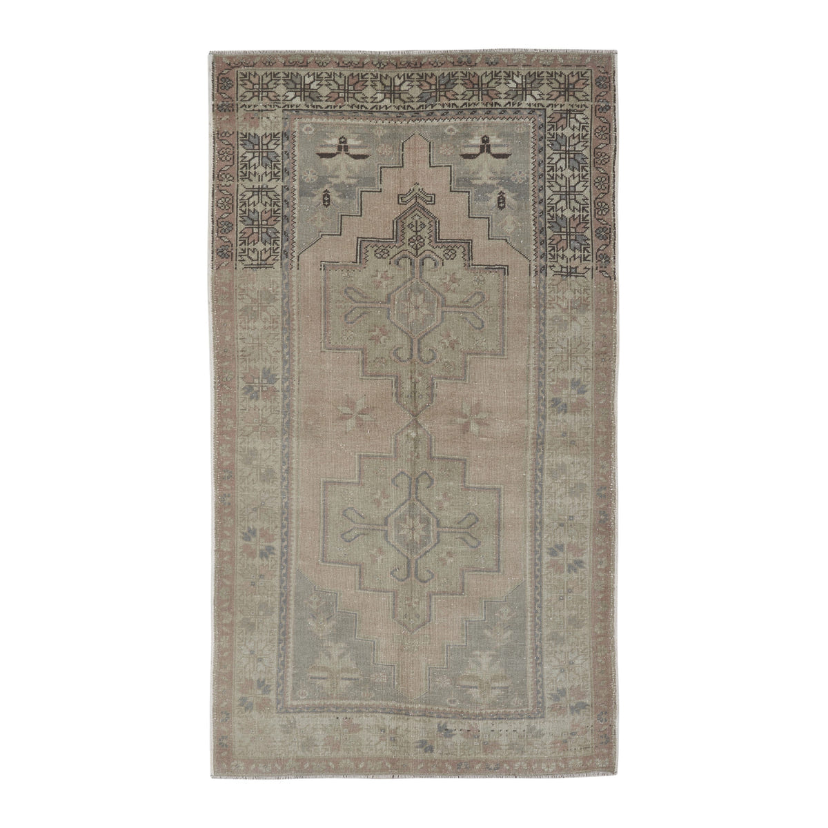 Turkish Anatolian area rug in taupe and greige, 4'4" x 7'10"