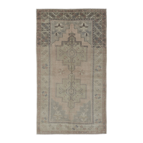 Turkish Anatolian area rug in taupe and greige, 4'4" x 7'10"